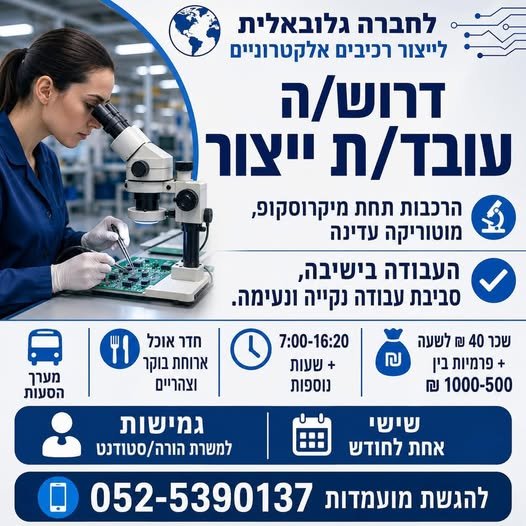 דרוש/ה עובד/ת הרכבות במודיעין