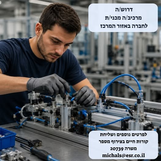 דרוש/ה מרכיב/ה מכני/ת / פנאומטיקה** **דרוש/ה מרכיב/ה מכני/ת / פנאומטיקה** … עוד במרכז