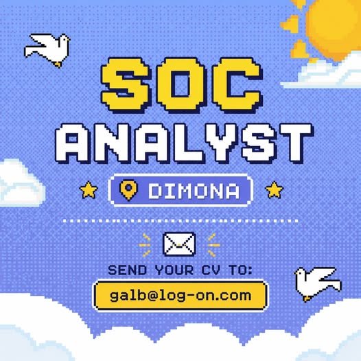 דרוש/ה ראש/ת צוות SOC למשרה מלאה, עם הזדמנות מצוינת לאנליסטים מנוסים שרוצים להתקדם לתפקיד הובלה וניהול. התפקיד משלב עבודה מקצועית בעולמות הסייבר לצד הובלת צוות, ניהול הפעילות השוטפת ומתן מענה מקצועי לאירועי אבטחת מידע. מה אנחנו מחפשים? • כ 3 בדימונה