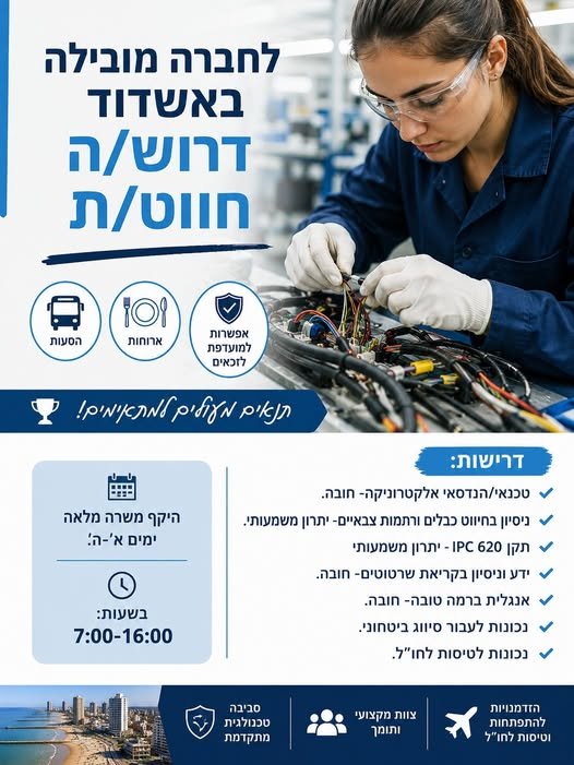 דרוש/ה חווט/ת!** ** באשדוד