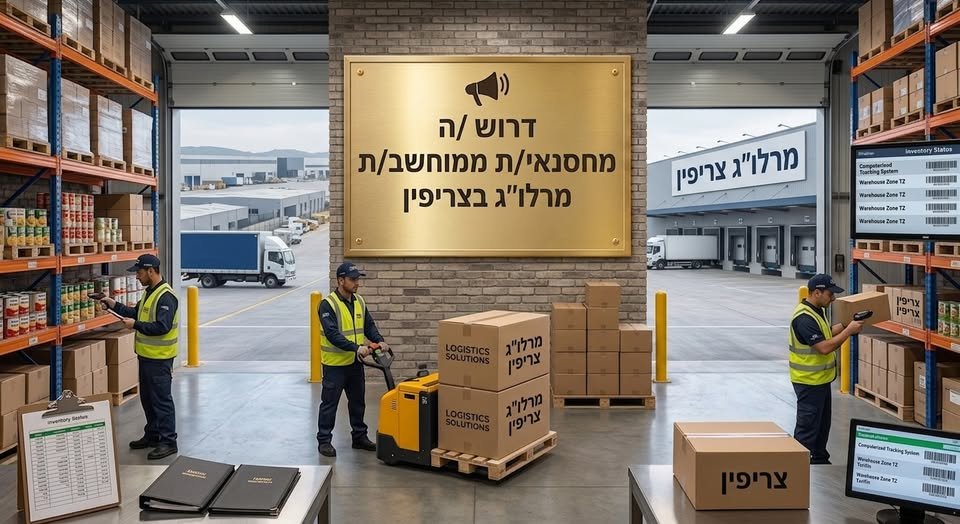 דרוש/ה מחסנאי/ת ממוחשב/ת – צריפין 8,500–9,000 ברמלה