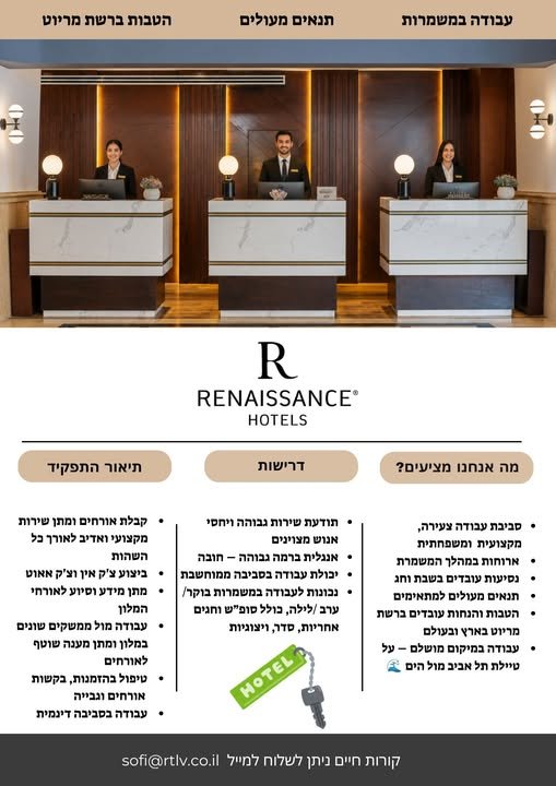 דרוש/ה נציג/ת קבלה בתל אביב