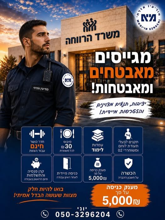 דרושים מאבטחים/ות 5000 בירושלים