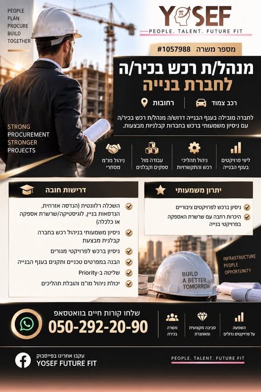 דרוש/ה הנדסאי אזרחי ובניין ומהנדס אזרחי ובניין ברחובות