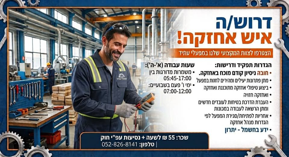 דרוש/ה עובד/ת כללי בבאר שבע