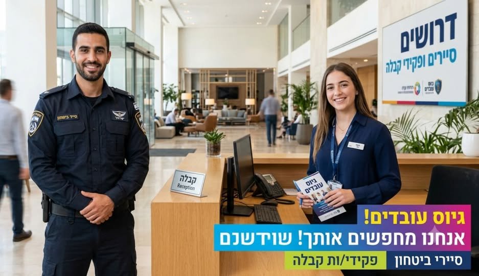 דרושים* פקידי קבלה/סייריםלמגדלי מגורים בת״אעבודה קבועה כל יוםיש גם 12 בתל אביב