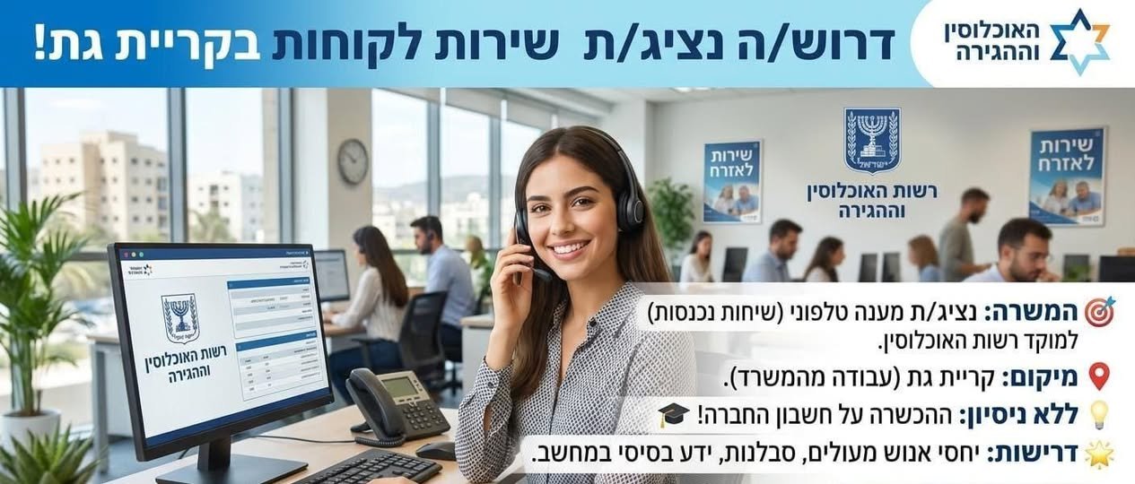 דרושים נציגי שירות לקוחות בקריית גת