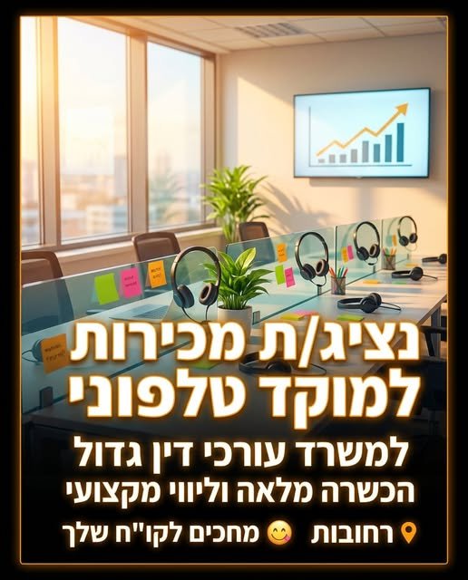 דרוש/ה נציג/ת מכירות ושימור ומוקדן/ית ברחובות