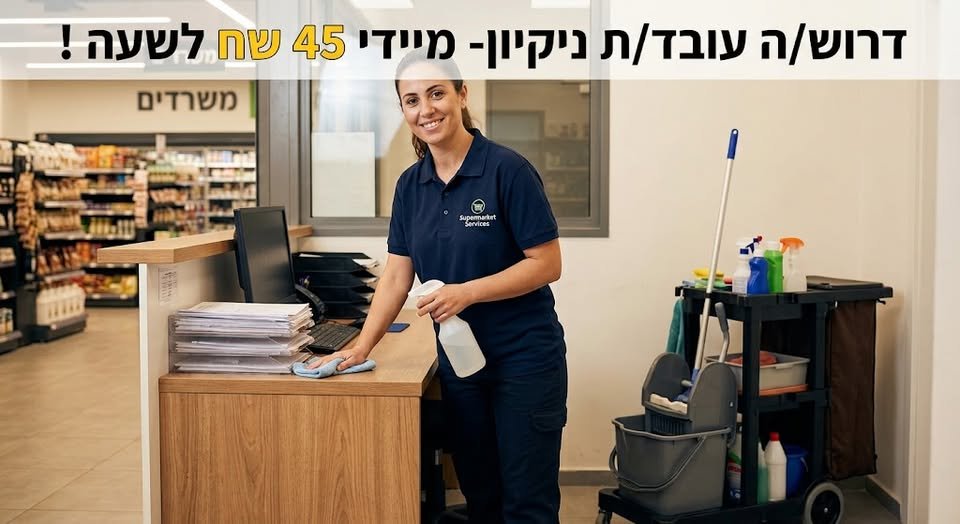 דרוש/ה עובד/ת ניקיון - מיידי 45 באשקלון
