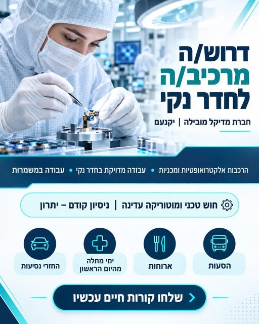 דרוש/ה מרכיב/ה לחדר נקי ביקנעם