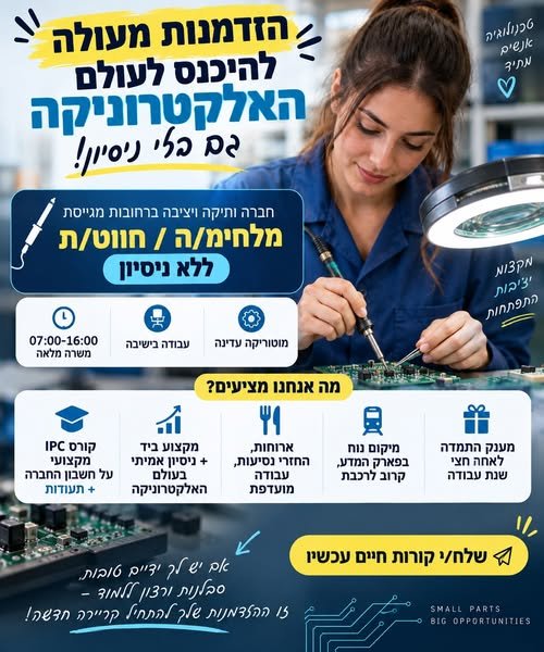 דרוש/ה טכנאי/ת אלקטרוניקה בתל אביב