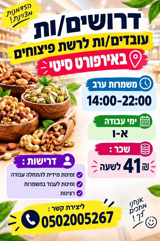 דרוש/ה מוכר/ת בחנות בלוד