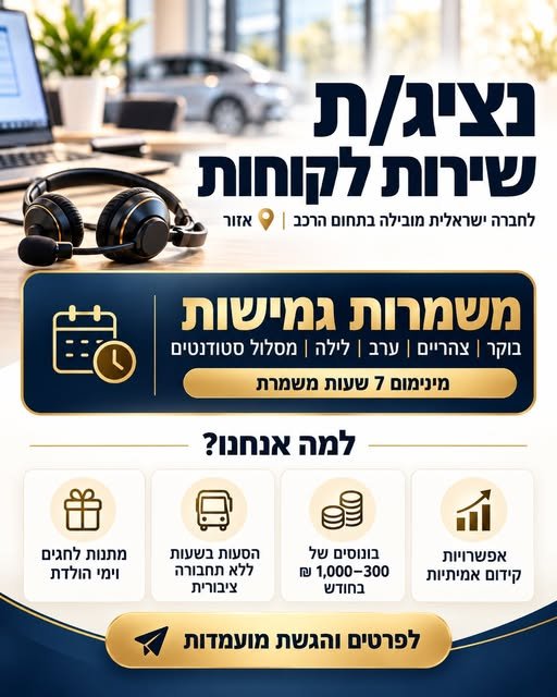 דרוש/ה עבודה עם גמישות בראשון לציון