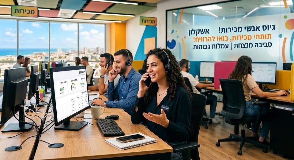 דרושים תותחי/ות מכירות למוקד באשקלון
