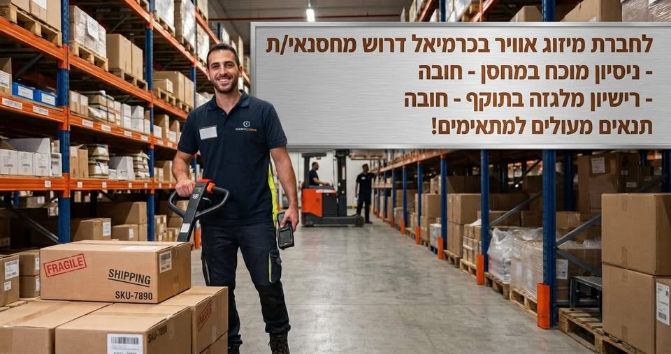 דרוש/ה עובד/ת מחסן מקצועי/ת, בעל/ת מוסר עבודה גבוה ונטייה מובהקת לסדר, ארגון וניקיון בכרמיאל