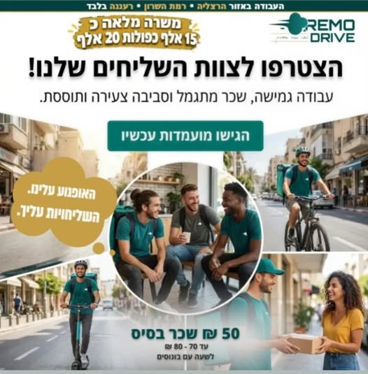 דרושים שליחים על אופניים – האופניים עלינו בהרצליה