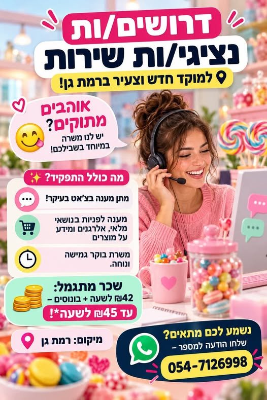 דרושים נציגי/ות שירות למוקד חדש וצעיר ברמת גן