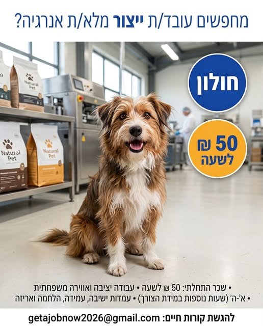 דרוש/ה עובד ייצור למפעל בחולון