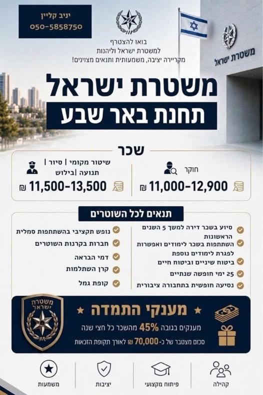 דרוש/ה שוטרים חדשים בבאר שבע