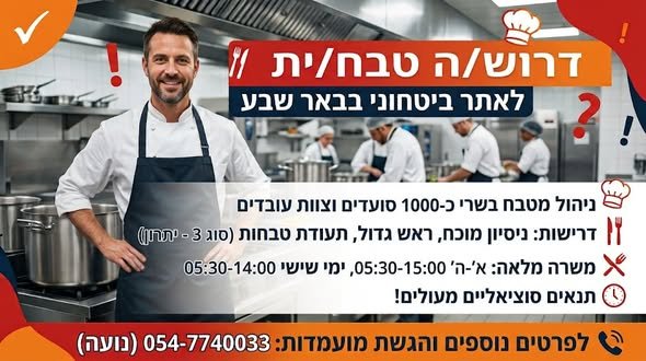 דרוש/ה לשני תפקידים מעולים בבאר שבע
