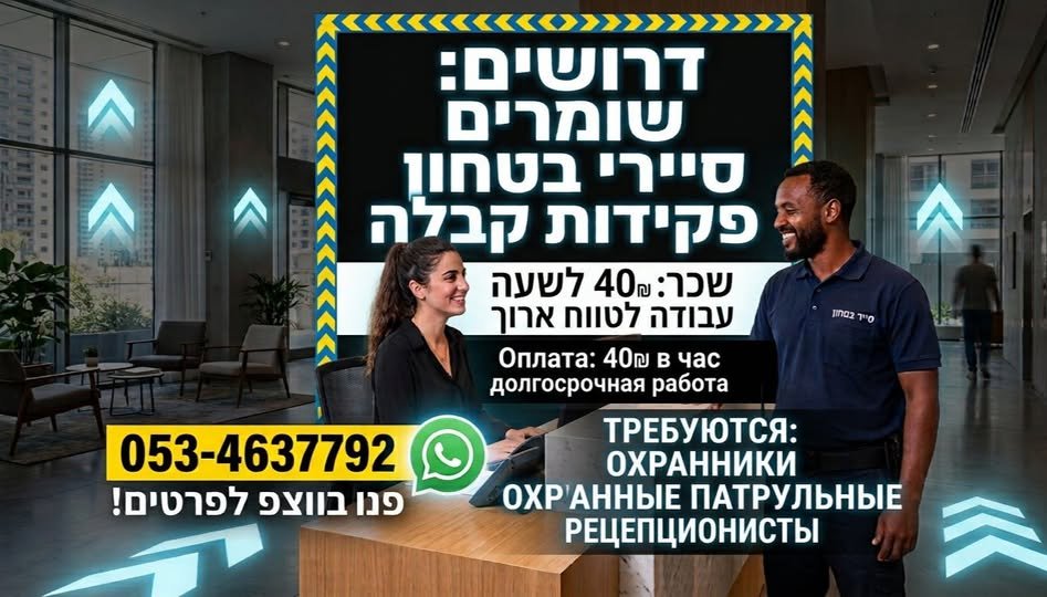 דרושים שומרים סיירים ופקידי קבלה בתל אביב