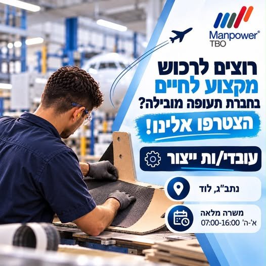 דרושים עובדי/ות ייצור להרכבת חלקי תעופה מתקדמים בנתב