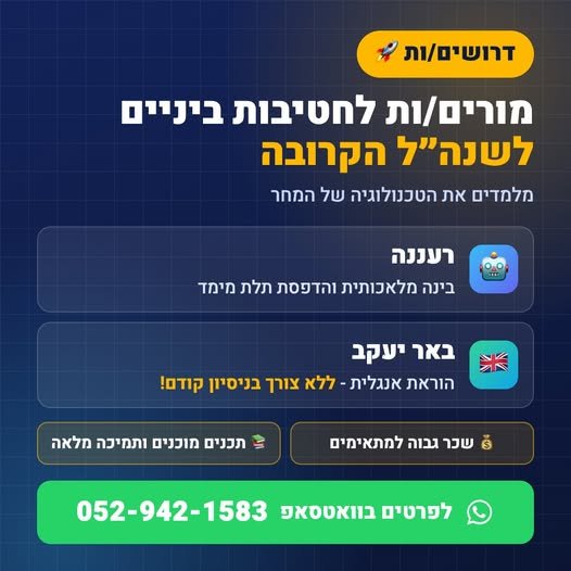 דרוש/ה מורים/ות לעבודה בחטיבות ביניים בשנה״ל הקרובה ברעננה