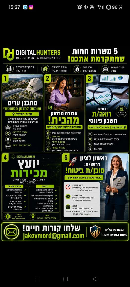 דרושים #עבודה #קריירה #DigitalHunters הזדמנויות הקריירה הטובות ביותר בישראל חברת דיגיטל הנטרס מזמינה אתכם להצטרף למשרות מובילות מנהל/ת מכירות (עבודה מהבית) • עבודה עם לידים חמים בלבד •